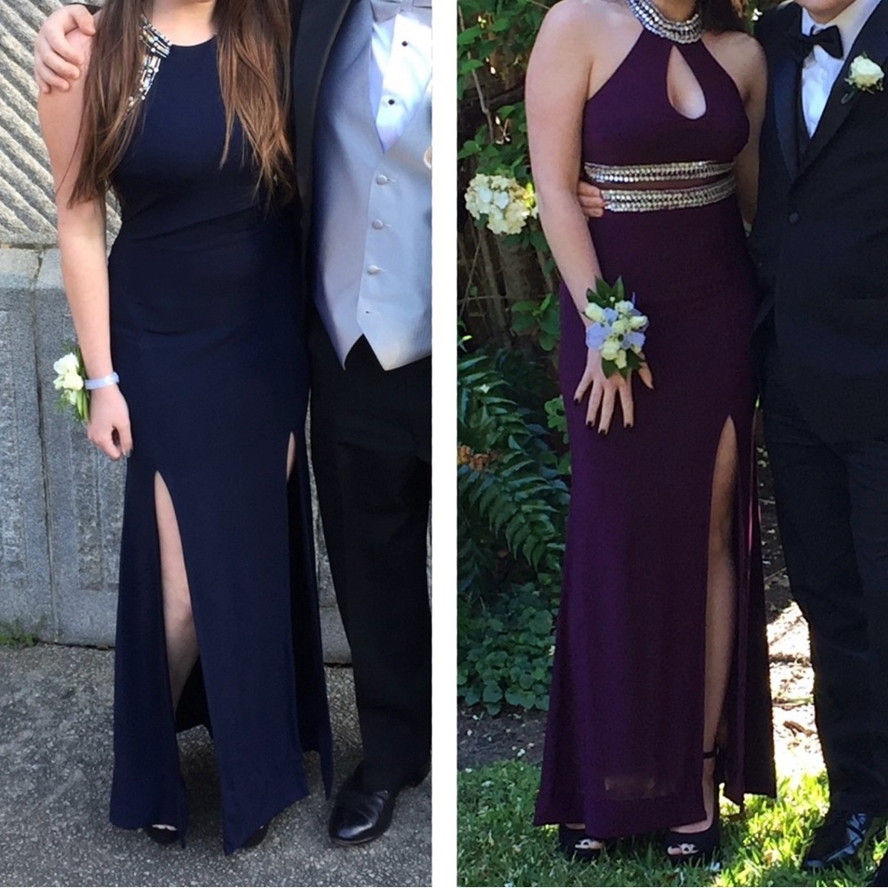 Elegant Navy and Burgundy Evening Dresses